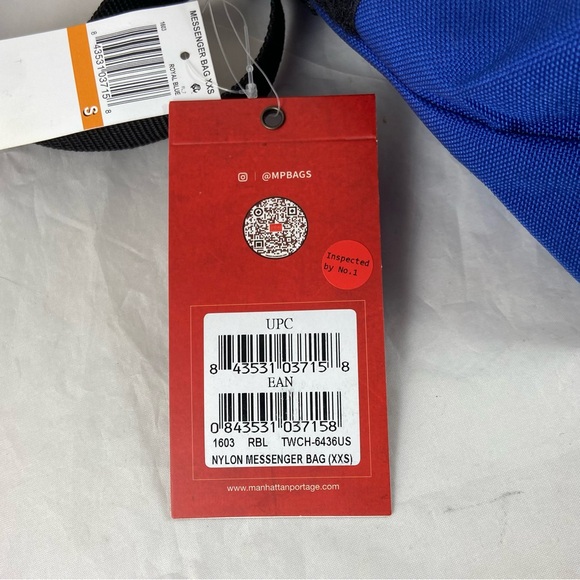 Manhattan Portage Messenger Bag Hook & Loop Closure Zip Pocket Royal Blue NWT - Picture 7 of 11
